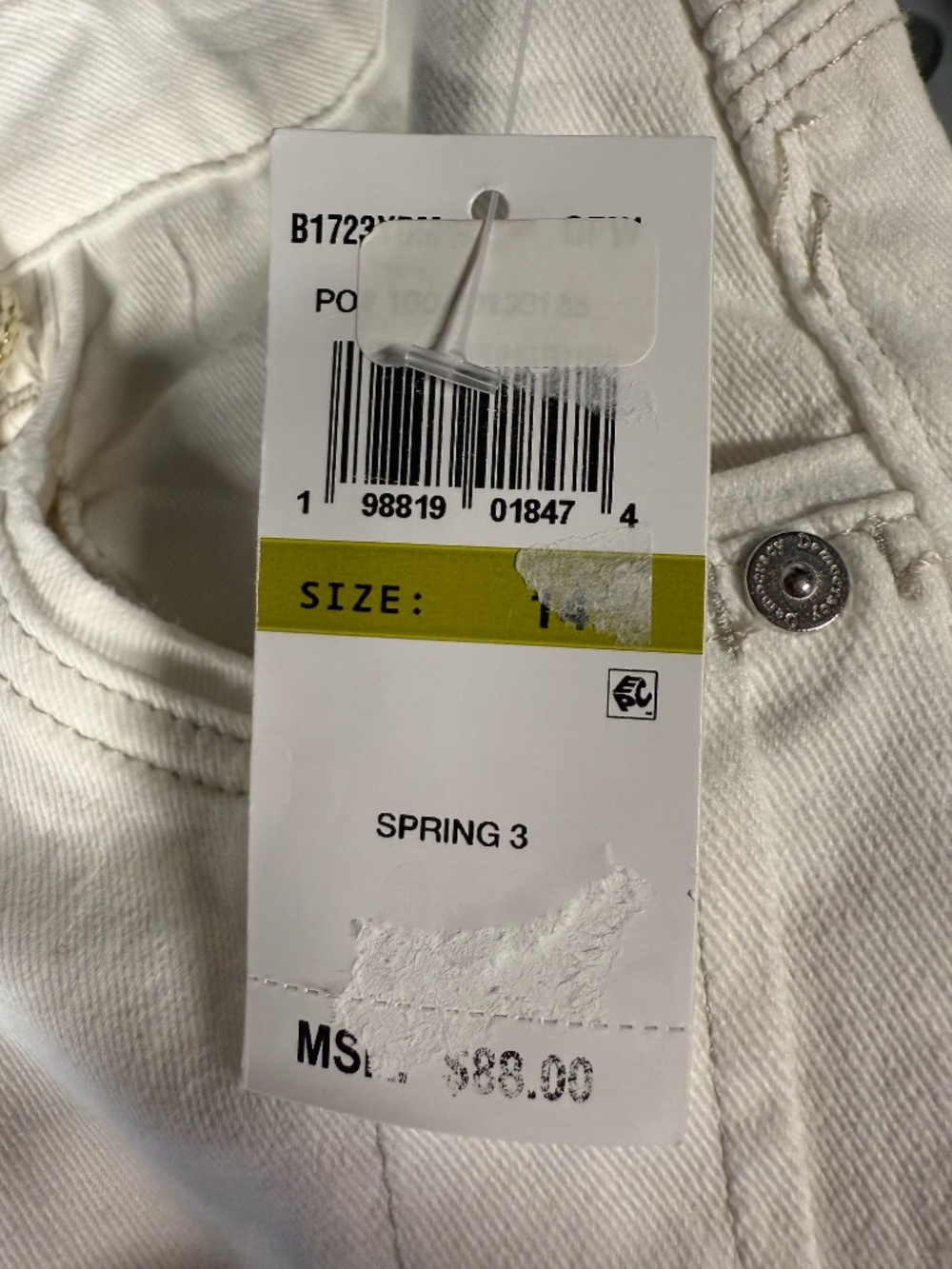 Democracy Ab Solution White High Rise Straight Leg Jeans Crop Paneled Sz 14 NWT - Picture 10 of 14